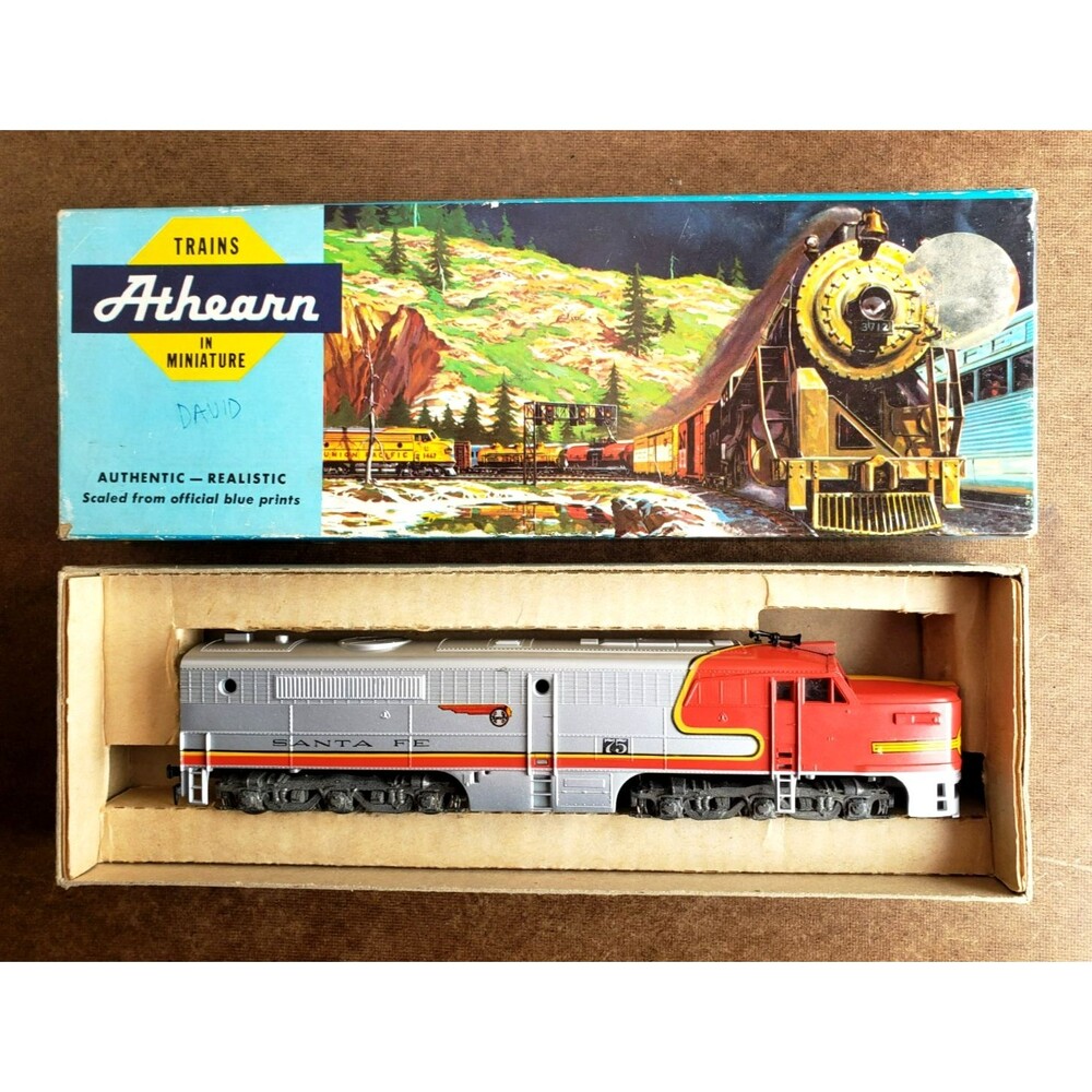 Vintage ATHEARN HO Scale  EMD F7A Diesel LOCOMOTIVE SANTA FE #75  Blue Box #3306